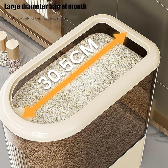 Peaoop 22LBS Rice Dispenser, Large Grain Container Storage with Lid Measuring Cylinder Household Cereal Dispenser Bucket for Kitchen Soybean Corn (22lb)