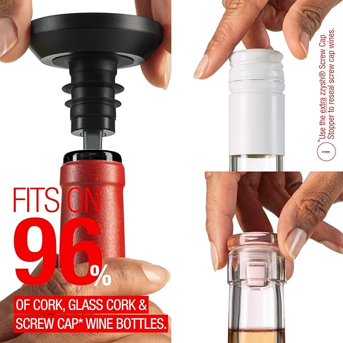 Wine Stopper | Preserve Flavors 8+Weeks | Top-notch Wine Bottle Stoppers | Reseal Natural, Glass, Plastic Cork Bottle (Pink)