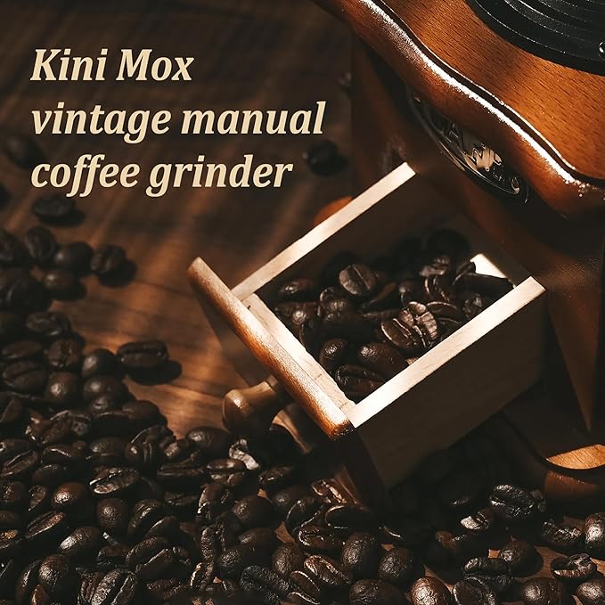 Manual Coffee Grinder Vintage Wooden Coffee Bean Grinder Hand Grinder Roller Antique Coffee Mill for Making Mesh Coffee Classic French Press for Decoration (Quadrilateral)