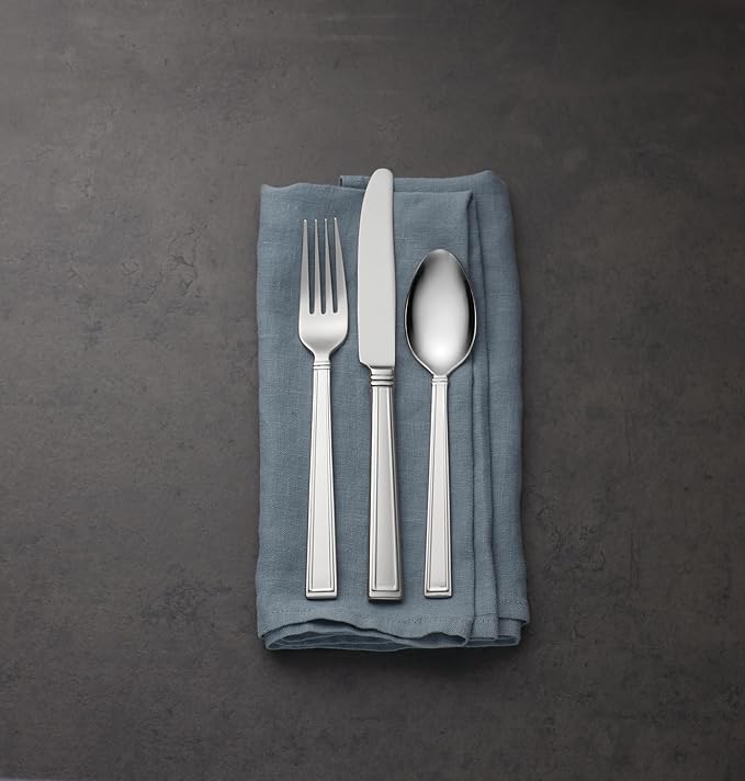 Lenox Bratton 65-Piece Flatware Set, 9.85 LB, Metallic