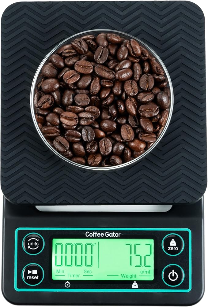 Coffee Gator French Press 34oz Gray and Coffee Scale 0.1 Precision with Timer