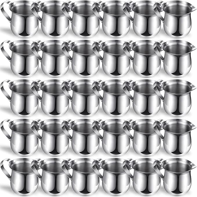 Bokon 36 Pcs Stainless Steel Bell Creamers 3 oz Creamer Pitcher for Serving Milk Coffee Cream Syrup Sugar Bell Shaped Container Espresso Shot Frothing Pitcher Cup for Restaurant Cafes Home