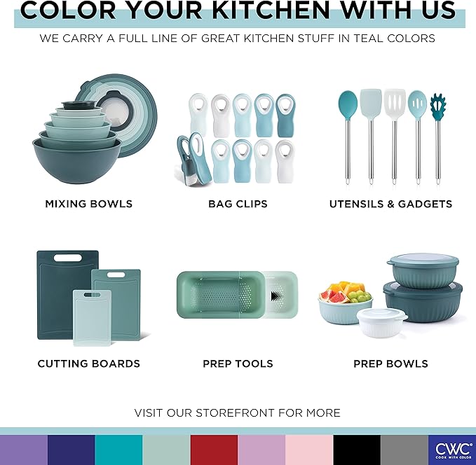 COOK WITH COLOR Silicone Oven Mitts- Heat Resistant Gloves with Soft Quilted Lining Oven Mitt Pot Holders for Cooking and BBQ, Teal, Material Mitt Set