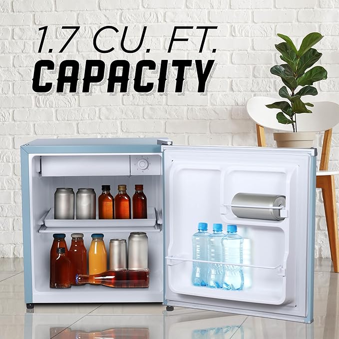 ICEBOX 1.7 Cu. Ft. Compact Refrigerator, ENERGY STAR Certified Small Refrigerator, Single Door Mini Fridge with Chiller Compartment, R600a Refrigerant, IBCR17SLT, Slate Blue