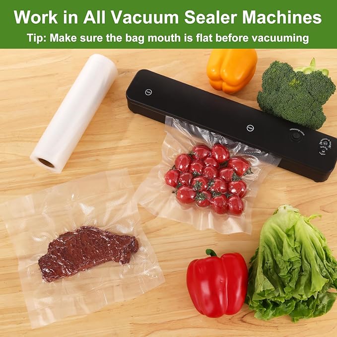 Moretoes Vacuum Sealer Bags, 3 Rolls 8" x 33' Food Vac Bags for Food Storage Saver, Commercial Grade Bag Rolls, BPA Free, Customized Size Bag for Sous Vide Cooking or Meal Prep