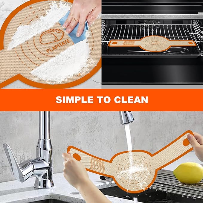 PLAPITATE Silicone Bread Sling Dutch Oven Liner, Non-Stick & Easy Clean Reusable Oval and Round Silicone Bread Baking Mat with Long Handles, Easy to Transfer Sourdough Bread - 2 Orange Set
