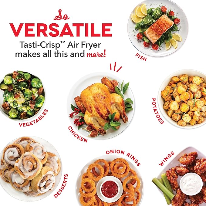 Dash Tasti-Crisp Express Air Fryer - Mini Air Fryer For Crispy Snacks, Frozen Foods and Oil-Free Cooking - Nonstick Basket - White, 2.6-Quart