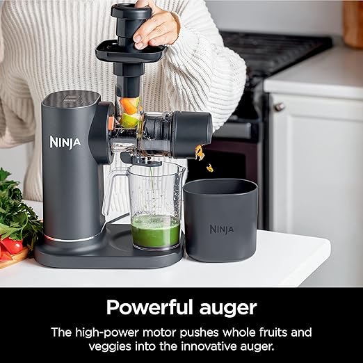 Ninja NeverClog Cold Press Juicer, Powerful Slow Juicer with Total Pulp Control, Countertop, Electric, 2 Pulp Functions, Dishwasher Safe, 2nd Generation, Charcoal, JC151