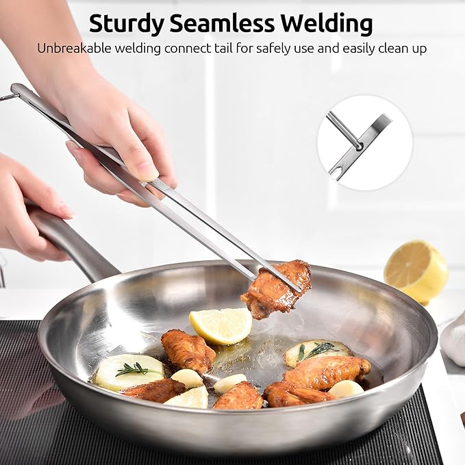 U-Taste Measuring Cups and Spoons Set:18/8 Stainless Steel 10 Pieces Metal Measure set (Multicolors),and 8"+10"+12" Kitchen Cooking Tweezer: 18/8 Stainless Steel Food-Grade Food Tong (Pointed Tip)