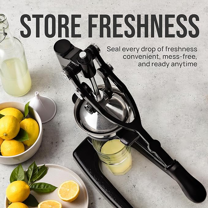 Zulay Kitchen Extra Tall Cast Iron Juicer - Fits Any Glass, Heavy Duty Manual Citrus Juicer with Detachable Strainers for Easy Cleaning, Perfect for Bartenders, Juice Lovers & Health Enthusiasts
