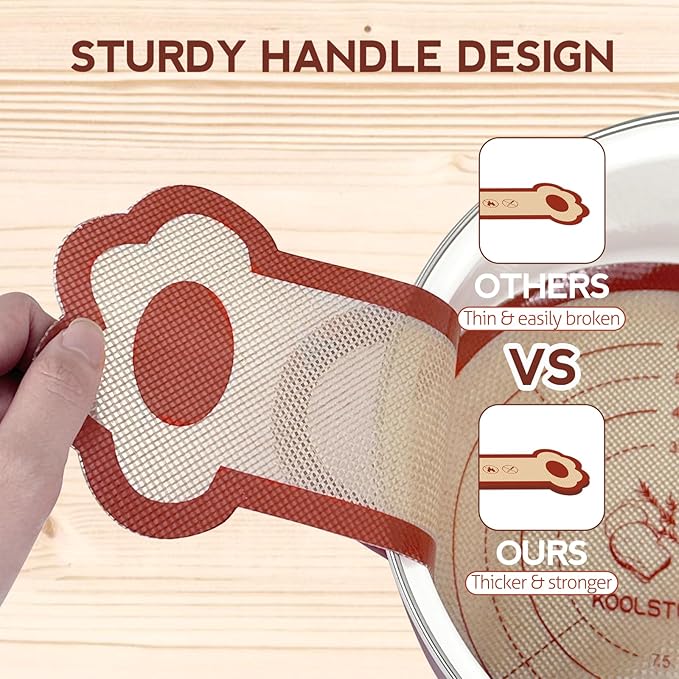 Koolstuffs Silicone Sourdough Bread Sling Mat for Dutch Oven, 2 Pack Non-Stick & Easy Clean Reusable sourdough mat, Easy and Stable to Transfer Sourdough Bread, Round
