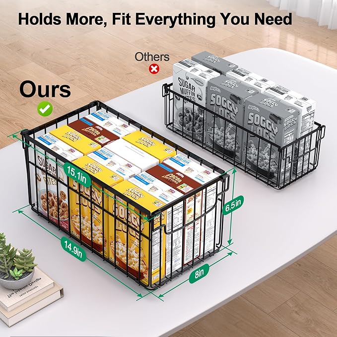 Freezer Organizer Bins, 4 Pack Stackable Deep Chest Freezer Organizer Bins, Foldable Baskets with Handles, Black Storage Container Baskets for 5/ 7 Cu.FT Deep Freezer Sort Frozen Meats