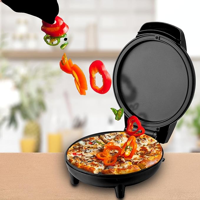 Courant 7" Travel Pizza Maker Plus, Indoor Electric Grill, Nonstick Pan for Pizzas, Quesadillas, Nachos and more, Personal Pizza Machine for Delicious Meals, White