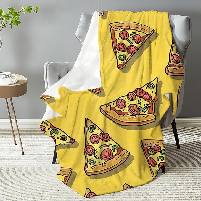 Funny Pizza Theme Plush Throw Blanket - Soft, Comfy, Lightweight, Warm, and Fuzzy - Ideal Gift for Men and Boys - Perfect for Couch, Bedroom, Travel, Bed - 50x60 inches
