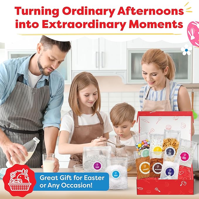 Baketivity Bunny Bum Cake - Kids Baking Kit with Premeasured Ingredients, Step-by-Step Instructions, STEM Lessons - Cake and Cupcake Decorating Kit for Kids - Cooking and Baking Kit - Best Easter Gift