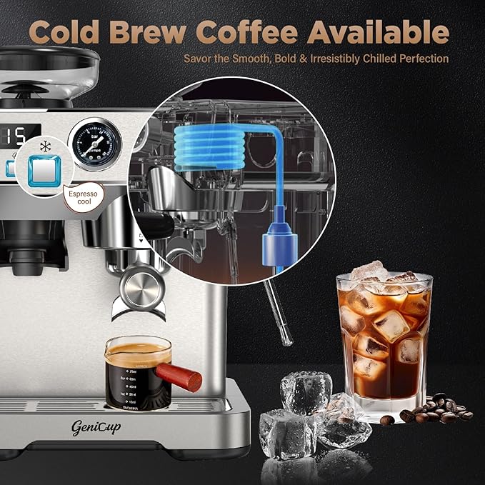 Espresso Machine with Grinder 20 Bar Professional Expresso Coffee Machines for Home Customizable 194℉-203℉ Temp Control Espresso Maker with 68oz Water Tank All-in-One Coffee Maker Cold Brew