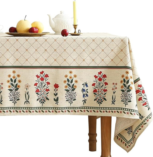 ISAENNE Designer Vintage Linen Floral Small Square Tablecloth,Fall Colorful Modern Table Cloth,Anti-Wrinkle Decor Tablecloths for Dining Thanksgiving Kitchen Christmas,55"*55"-Bertina E