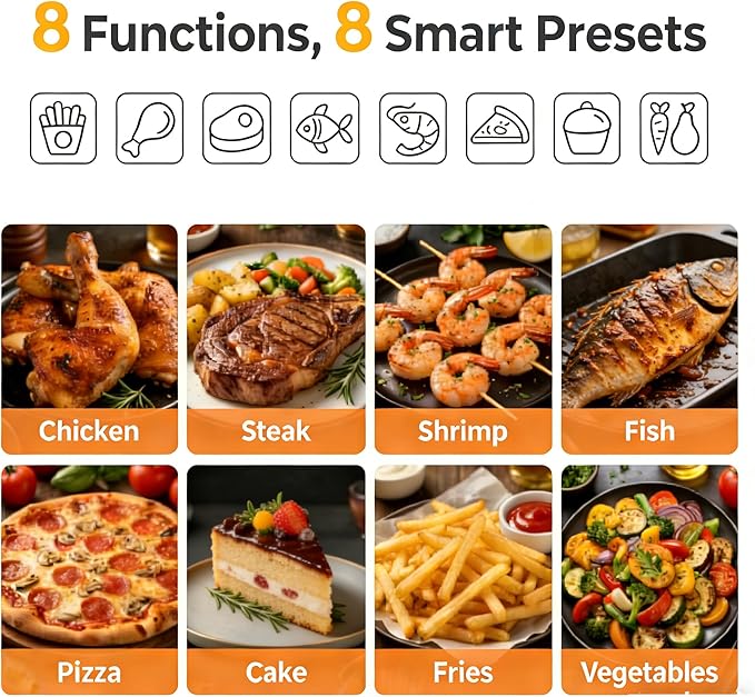 HealSmart 6.34 Qt Air Fryer with Window, 8-in-1 Digital AirFryer Oven, 1700W, Nonstick Dishwasher-Safe Basket, Air Fry, Roast, Dehydrate, 90-Min Timer, Stainless Steel, Gray