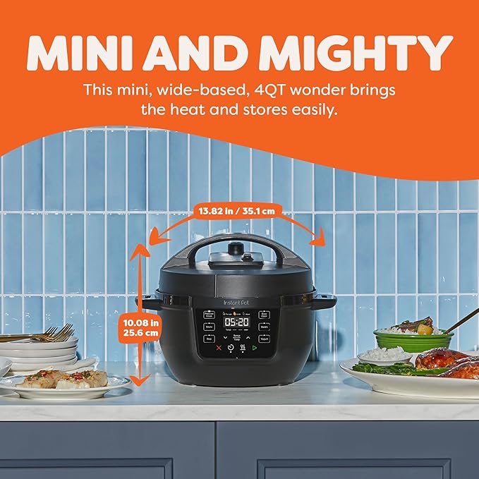 Instant Pot 4QT RIO Mini 7-in-1 Multi-Cooker, Pressure Cooker, Slow cook, Sauté, Steam, Rice Maker, Yogurt, & Warmer, Black, 4 Quarts