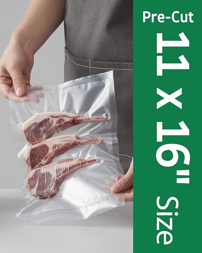 Syntus 100 Count Vacuum Sealer Bags Gallon 11 x 16 inch for Seal a Meal, Commercial Grade BPA Free Heavy Duty Precut Seal Bags, Food Vac Bags for Storage, Meal Prep or Sous Vide