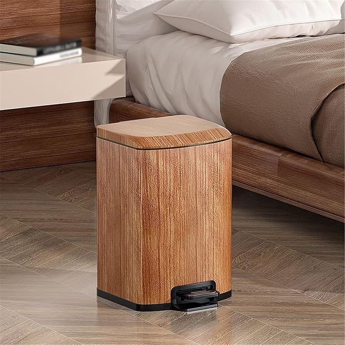 Trash Bin Kitchen Vintage Style Pedal Bin Household Stainless Steel Rubbish with Lid, Removable Inner Bucket Garbage Bin(Small)