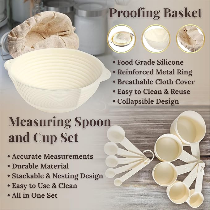 35-Piece Sourdough Baking Kit – Artisan Bread Baking Set for Beginners & Home Bakers, Includes Glass Starter Jar, Proofing Basket, Bread Lame & Tools