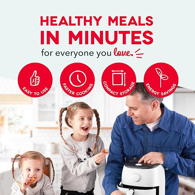 Dash Tasti-Crisp™ Air Fryer - AirCrisp® Technology - Compact Design with Adjustable Temperature Control - Nonstick Fry Basket & Auto Shut-Off Feature - 2.6 Quarts - White