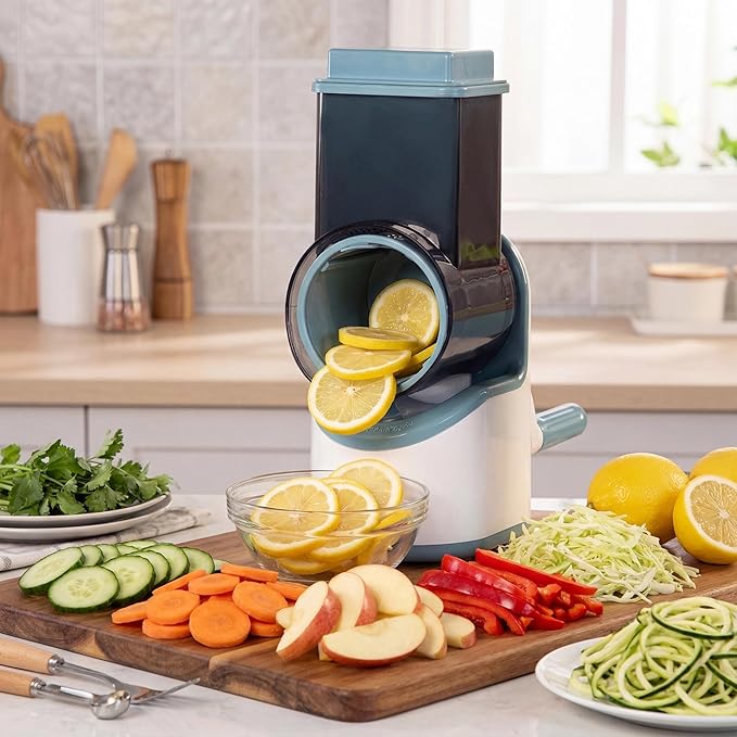 Electric Vegetable Chopper, Multifunctional Automatic Slicer Dicer, Stainless Steel Blades, for Onion Potato Cabbage Veggie Fruit, Green, CVKF01