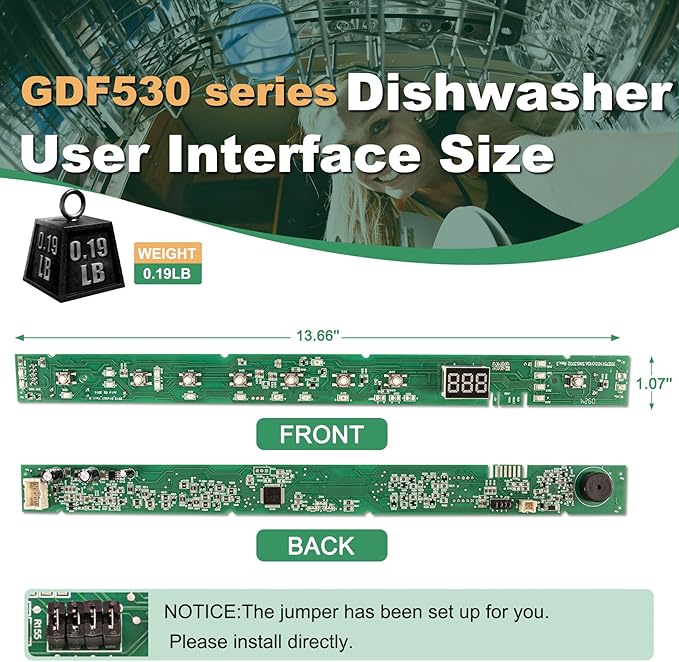 Dishwasher User Interface Control Board Replacement Compatible with GE GDF530 Series GDF530PSMSS,GDF530PMMES,GDF530PGMWW