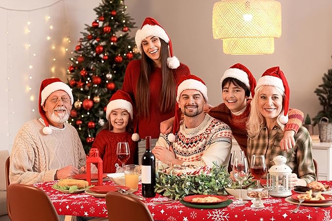 homing Rectangle Table Cloth Cover, Waterproof Polyester Elastic Fitted Tablecloth, Fits for 6 Foot Folding Tables, Washable Table Protector for Christmas, Holiday, Party (Snowflakes, 30" x 72")