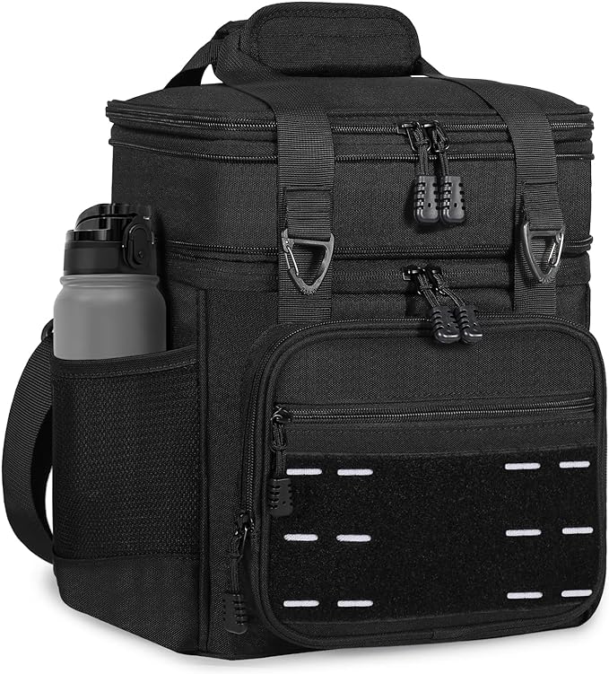 Lunch Box Cooler Bag - Insulated Tactical Lunchbox for Men - Large Lunch Pail for Adults Work Outdoor Shifts Trips Black 25L