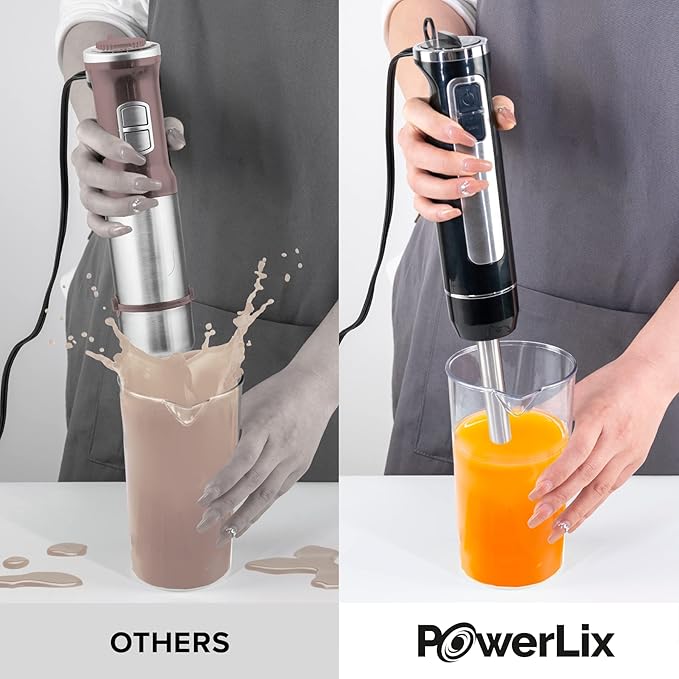 PowerLix Powerful Handheld Milk Frother With Stand Battery Operated Foam Maker Frother Wand For Coffee (A Black) (Hand Blender Set)