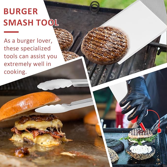 25Pcs Griddle Accessories Kit, Leonyo Flat Top Grill Accessories for Outdoor, Professional BBQ Griddle Tools Smash Burger Press Kit with Enlarged Spatulas Scraper, Basting Cover - PP Handle