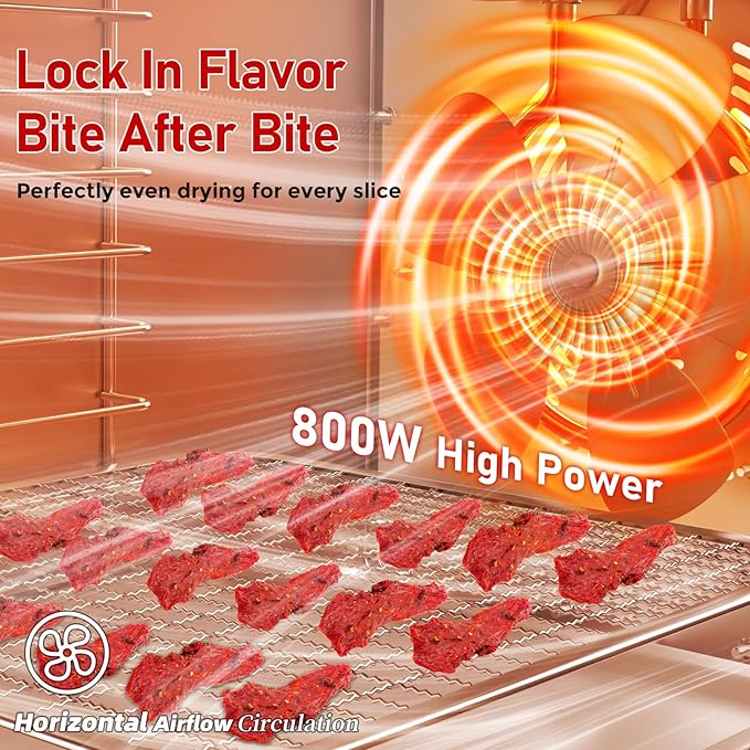 Food Dehydrator, 12 Stainless Steel Trays, 800W Electric Dehydrator Machine with Digital Timer & 194℉ Temp Control, 4 Presets, 10.9ft² Dehydrator for Food and Jerky, Fruit, Herbs, Dog Treats