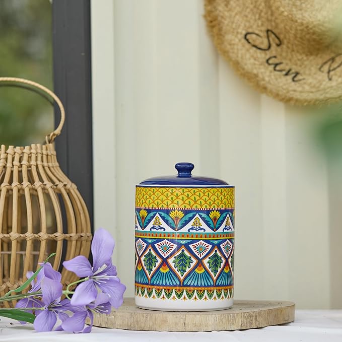 Bico Havana Ceramic Air Tight 9 inch Cookie jar, for holding coffee, powder, tea, spices, Microwave and Dishwasher Safe