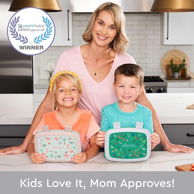 Bentgo Kids Prints Leak-Proof, 5-Compartment Bento-Style Kids Lunch Box - Ideal Portion Sizes for Ages 3-7, Durable, Drop-Proof, Dishwasher Safe, & PFAS & BPA-Free Materials (Bug Buddies)