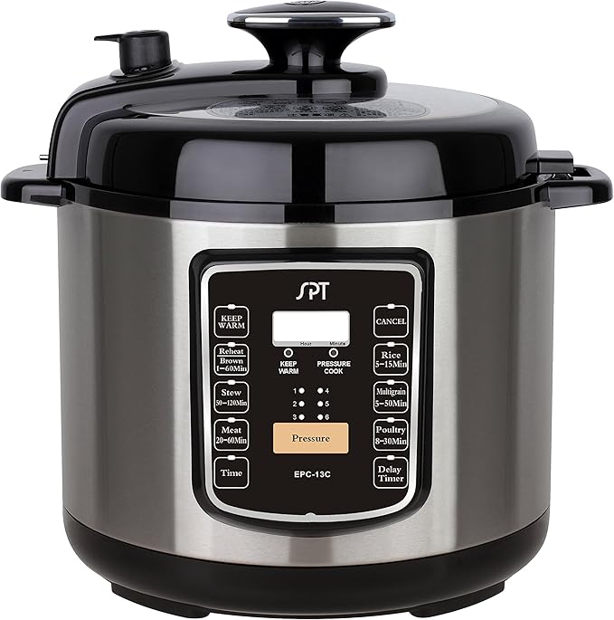 EPC-13CB: 6.5-Quart Stainless Steel Electric Pressure Cooker with Quick Release Button