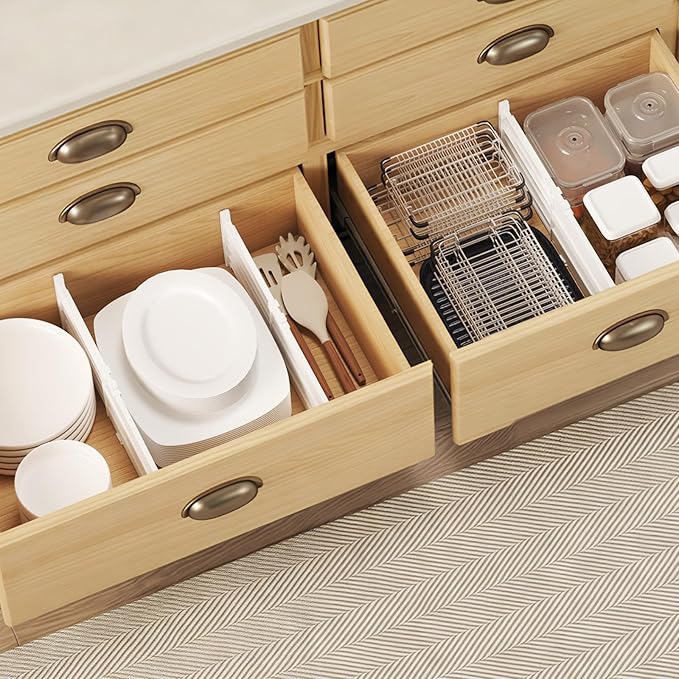 Lifewit 6" Tall 9 Pack Drawer Dividers, 30-47cm/11.5-18.5" Expandable Drawer Divider for Clothes, Adjustable Dresser Drawer Organizers, Drawers Separators for Dresser/Bathroom/Closet/Kitchen White