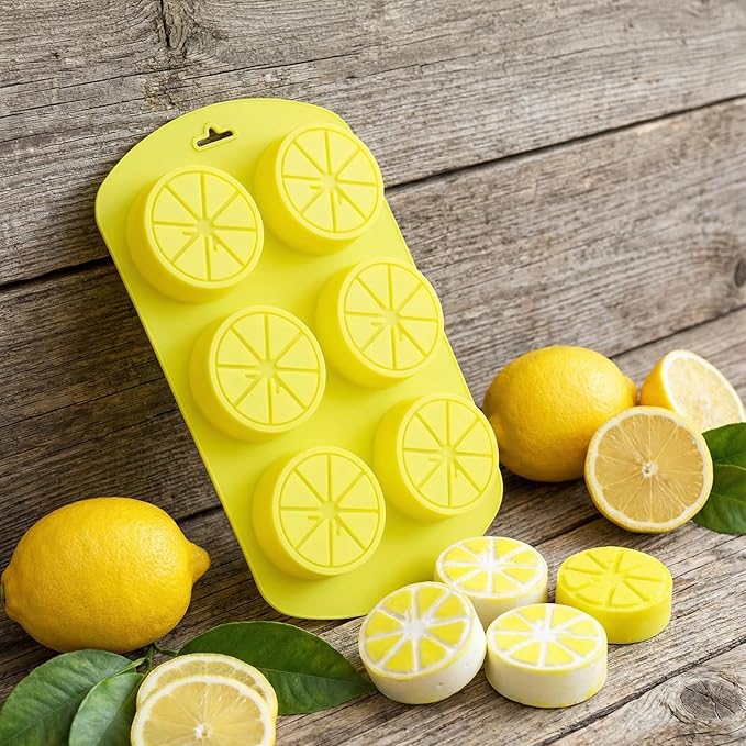 3D Lemon Candy Mold, 2 Pack Silicone Fruit Molds, Ymapinc Reusable Baking Mold for Chocolates, Jellies, Candles & Desserts, Oven/Dishwasher Safe Candy Making Supplies