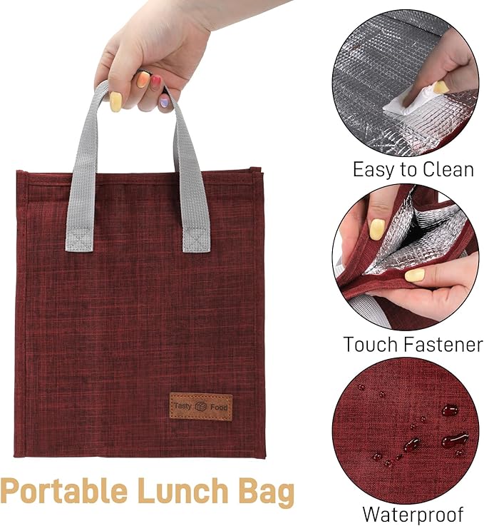 12 Pack Lunch Bag for Men & Women, Reusable Insulated Lunch Tote Bags, Waterproof Cooler Lunch Bag, Leak-Proof Portable Lunchbox with Large Capacity for School Office Picnic Travel, 4 Color