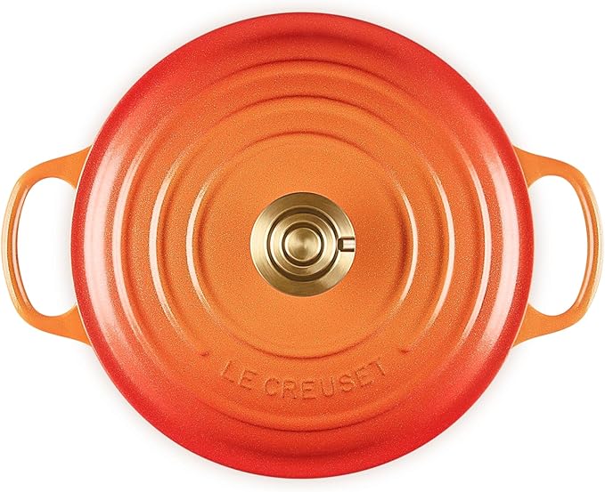 Le Creuset Enameled Cast Iron Signature Round Dutch Oven, 4.5 qt., Flamme Doree with Crucible Knob