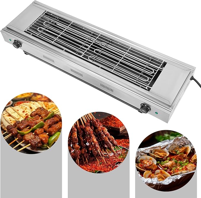 3000W Electric Griddle - Smokeless BBQ Grill with Temperature Control, Portable for Outdoor/Indoor Use (Silver, 31" Cooking Surface)