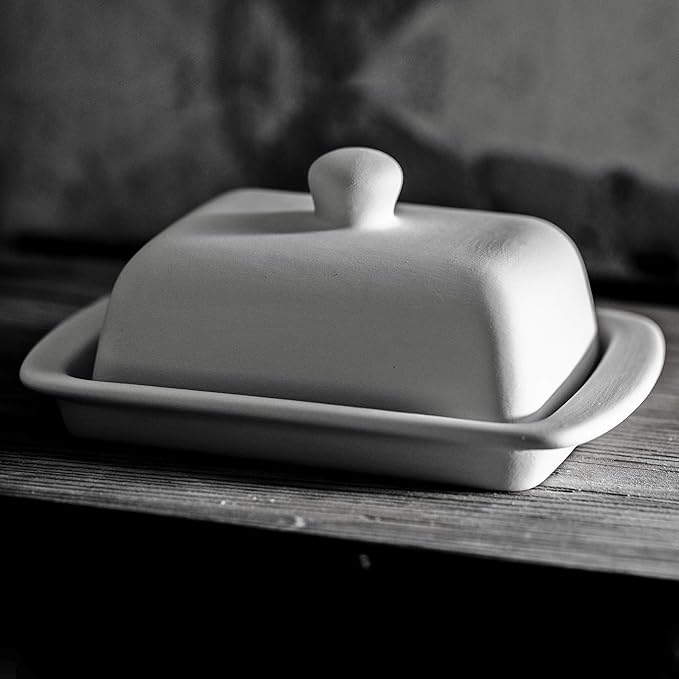 City to Cottage Large Butter Dish with Lid for Countertop, Ceramic Butter Keeper, Butter Container with Knob Handle, Butter Holder Tray with Cover, Handcrafted Cream Lavender Floral Butter Dish