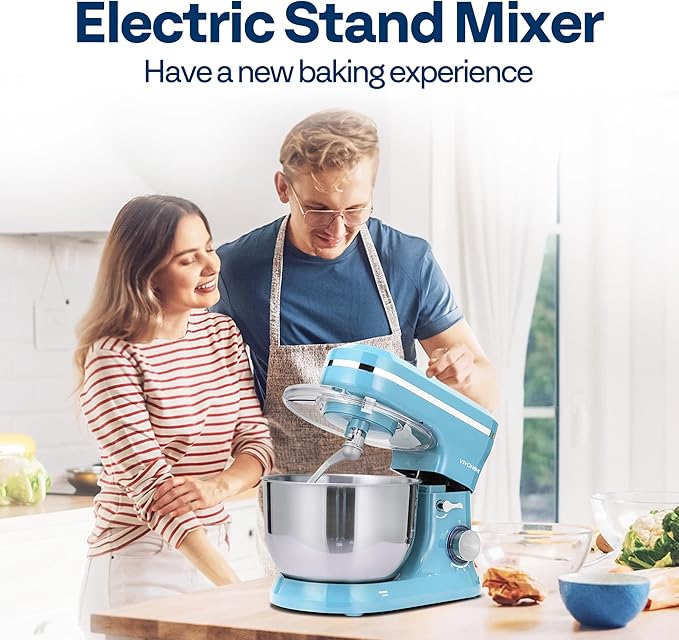 VIVOHOME 4.75 Quart Stand Mixer, 8 Speed Kitchen Electric Food Mixer with VIVOHOME 3 in 1 Multifunctional Stand Mixer with 6 Quart Stainless Steel Bowl