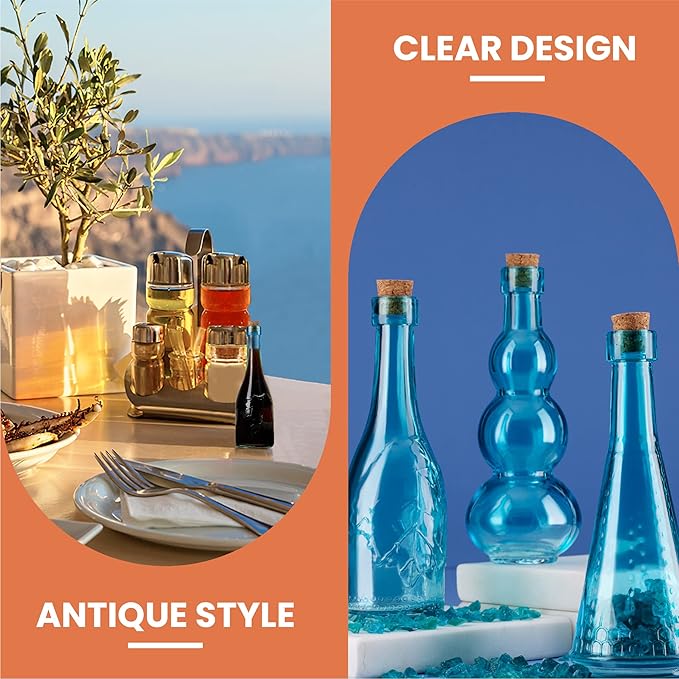 BULK PARADISE Decorative 6 Pack Clear Glass Bottles and Small Mini 12 Pack Clear Glass Bottles