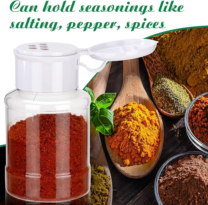 Amyhill 100 Pcs Plastic Spice Bottles Spice Jars with White Cap Seasoning Jars Shaker 2 Oz/ 60ml Clear Bottle Containers with Shaker Lids for Storing for Spices, Herbs, Powders, Glitters Supplies