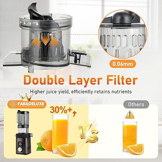 Cold Press Juicer - Juicer Machines with 4.3" Wide Feed Chute, 34oz Slow Masticating Juicer for Fruits and Vegetables, 99% High Juice Yield, Reverse Function, Dishwasher Safe