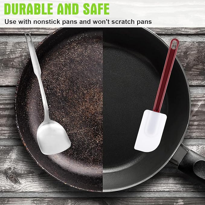 Meekoo 5 Pcs 10 Inch Rubber Spatula, 500℉ High Heat Resistant Spatulas Commercial Food Bpa Free Grade Non Stick Silicone Spatula for Baking Kitchen Cooking Dishwasher Safe
