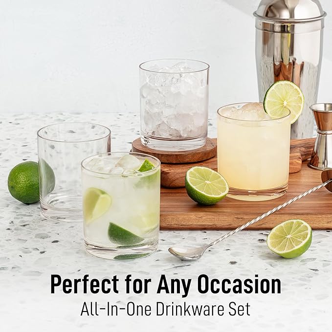 Zulay Kitchen Plastic Drinking Glasses (Set of 6) – 12oz Rocks Acrylic Shatterproof Cups for Home, Kitchen & Outdoors – Crystal Clear Glass Look – BPA & Lead-Free – Top-Rack Dishwasher Safe
