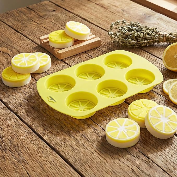 3D Lemon Candy Mold, 2 Pack Silicone Fruit Molds, Ymapinc Reusable Baking Mold for Chocolates, Jellies, Candles & Desserts, Oven/Dishwasher Safe Candy Making Supplies